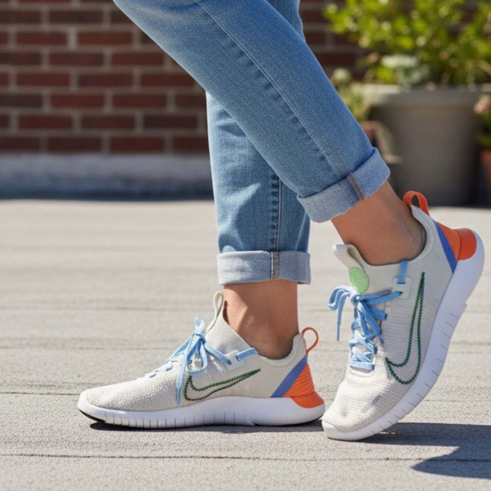 Nike Athletic Shoes - Cream, Orange, Blue, Green